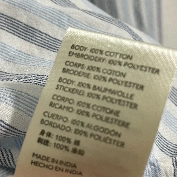 Pilcro Anthropologie Blue and White Striped Embroidered Women's Top - Picture 8 of 9